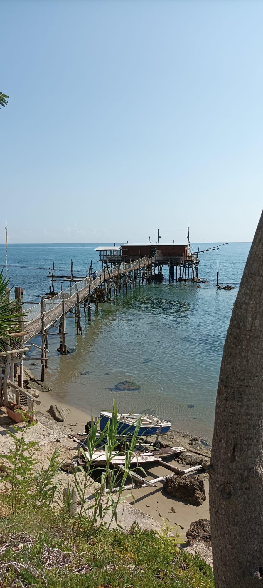 Trabocco close up at Vasto, wooden structure over the sea