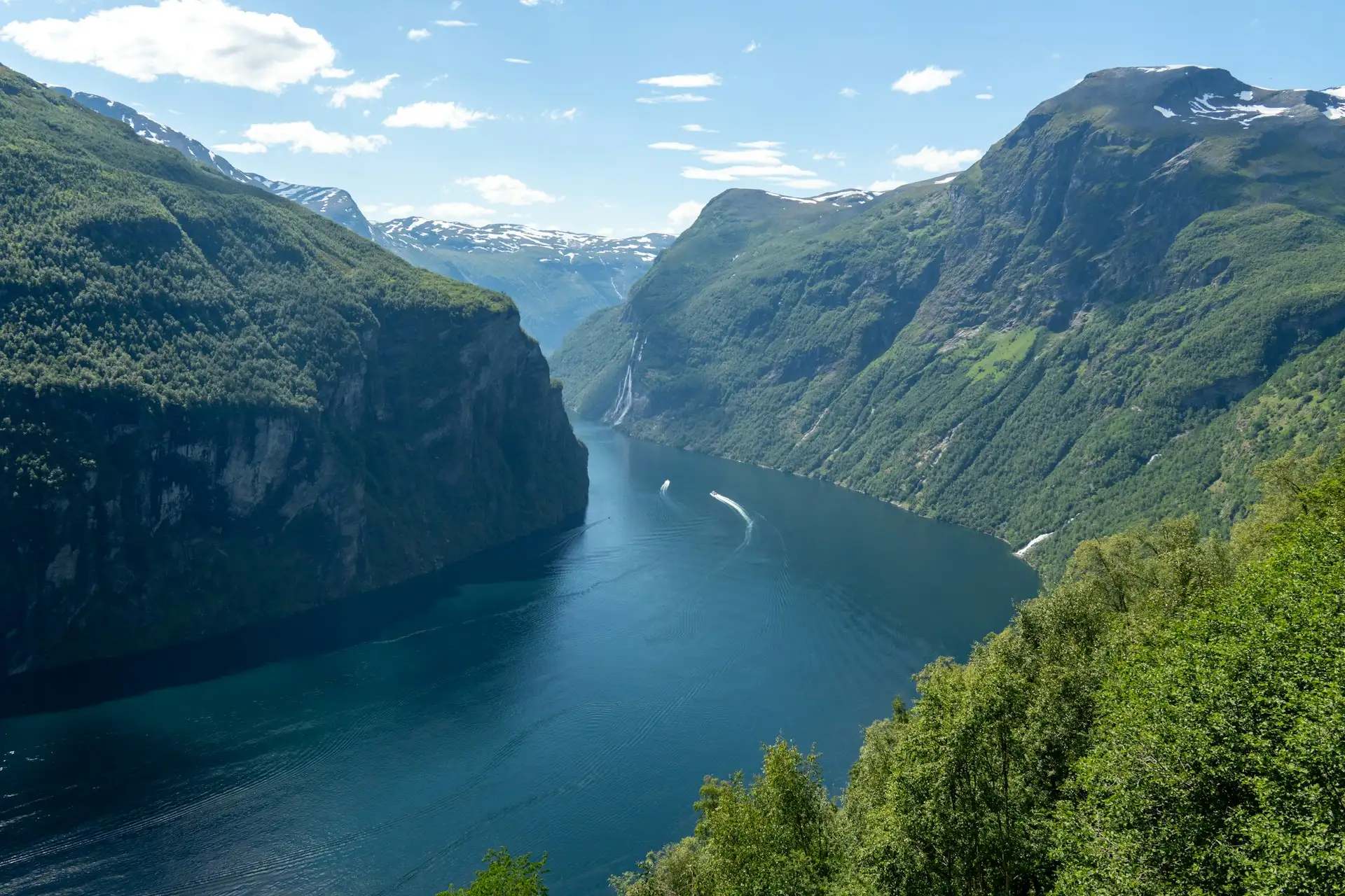 Geirangerfjord with waterfalls