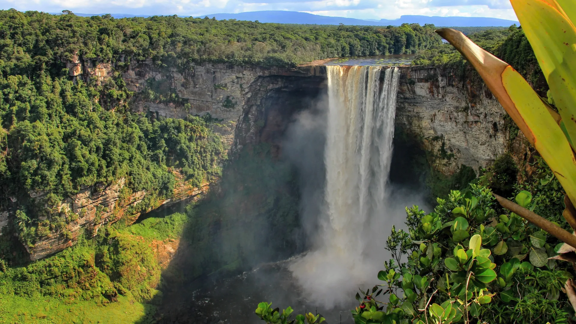 Kaieteur Falls plunging 226 metres into the Guyanese rainforest on the Potaro River