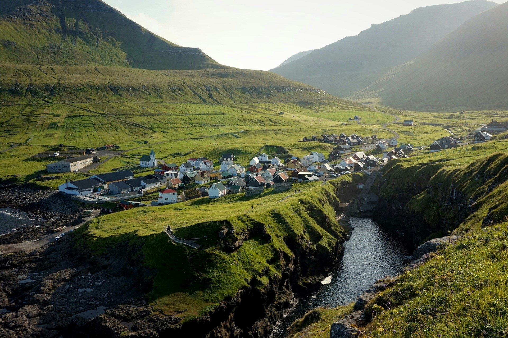 Cliffside village in the Faroe Islands