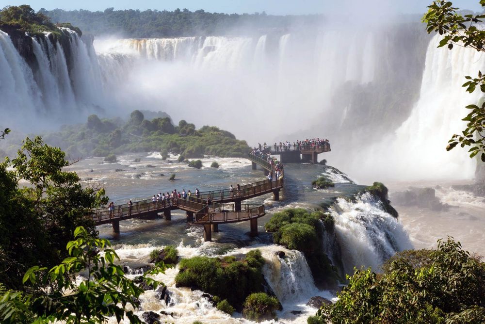 The Devil's Throat cataract at Iguazu Falls on the Argentina-Brazil border