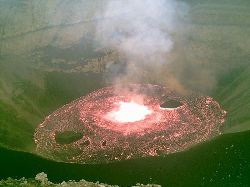 The caldera of Mount Karthala volcano on Grande Comore, one of the largest active volcanic craters in the world