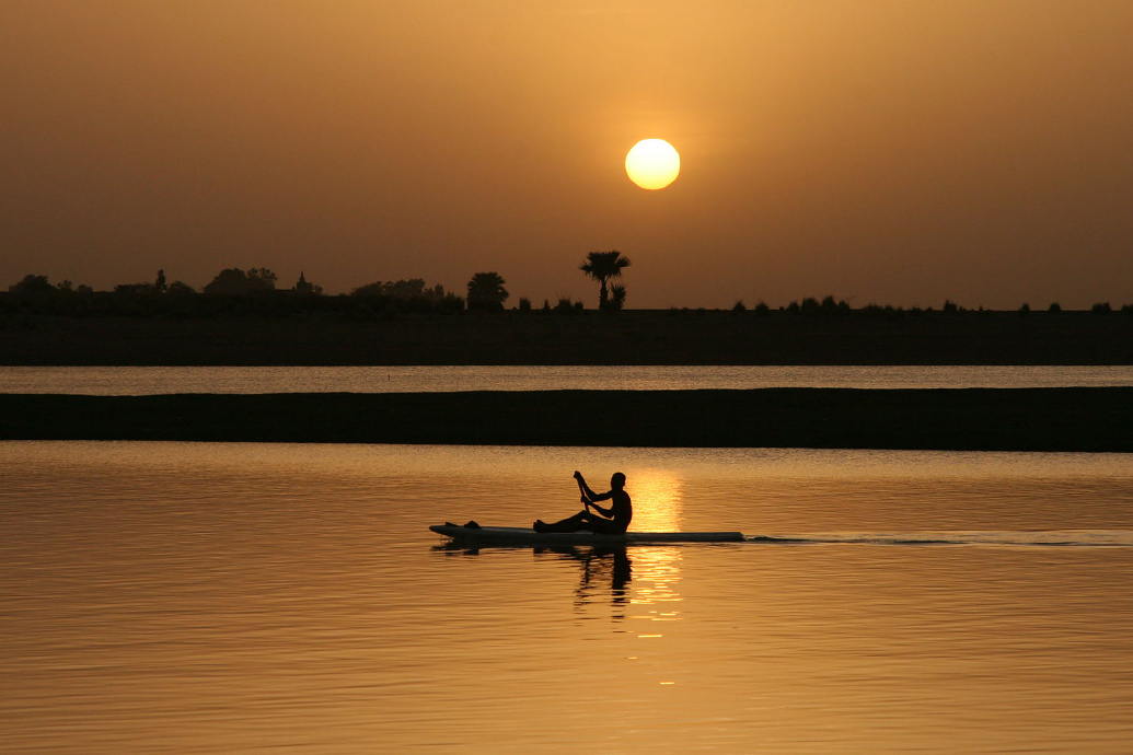 The Niger River at Niamey, Niger's capital, at sunset