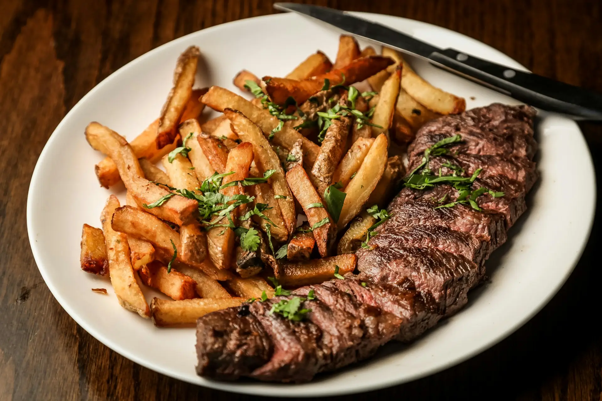 Steak frites at a Parisian bistro