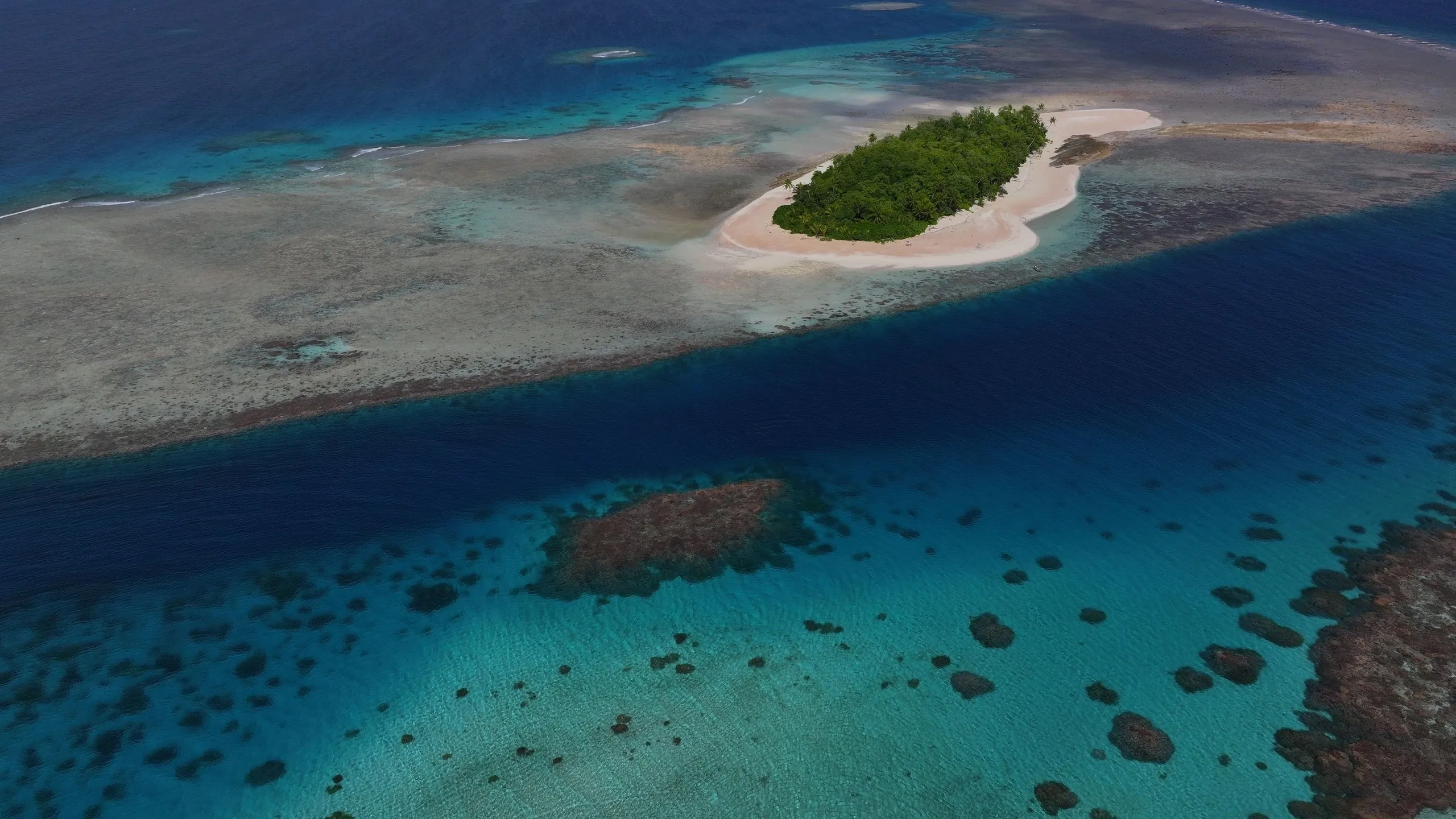 Acque turchesi e limpide della laguna nell'Area di Conservazione di Funafuti, Tuvalu